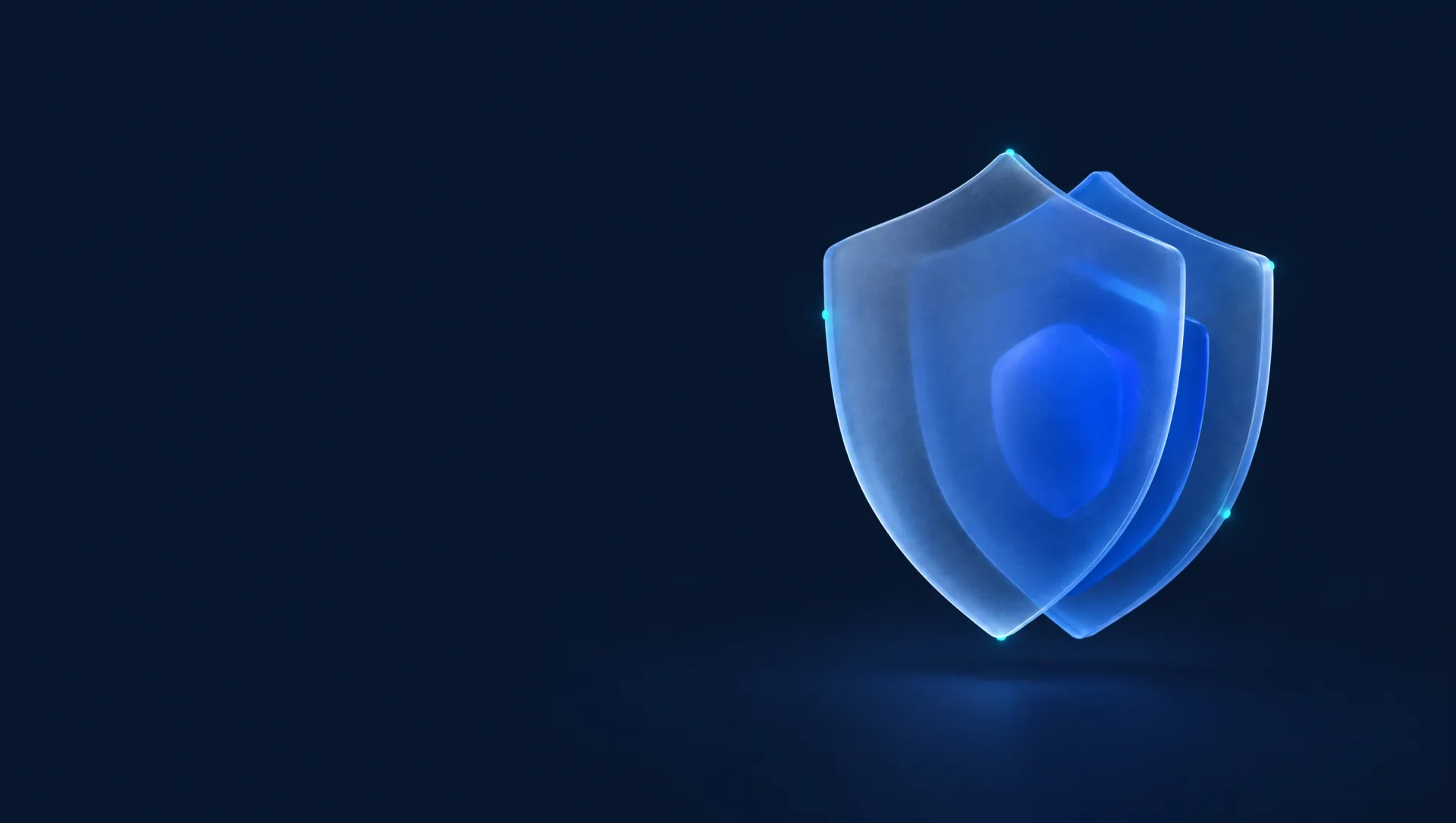Layered frosted-glass panes forming a shield in front of a glowing blue core
